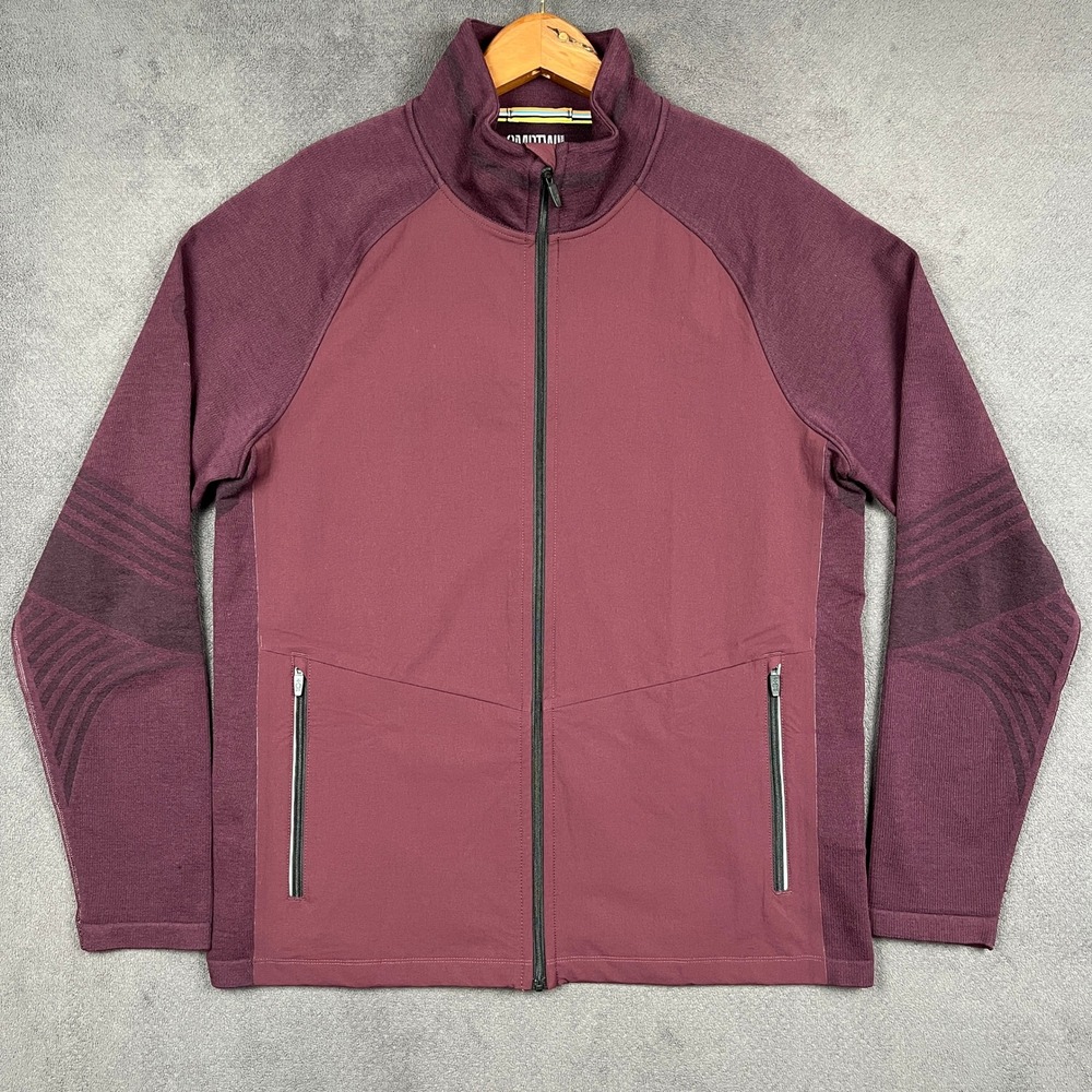 Smartwool Intraknit Active Full Zip Jacket Mens Large Eggplant Merino Wool Blend